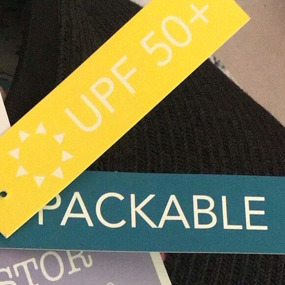 Astor Place Black Woven Packable UPF 50+ Travel Visor Brim Hat NEW - Picture 11 of 12